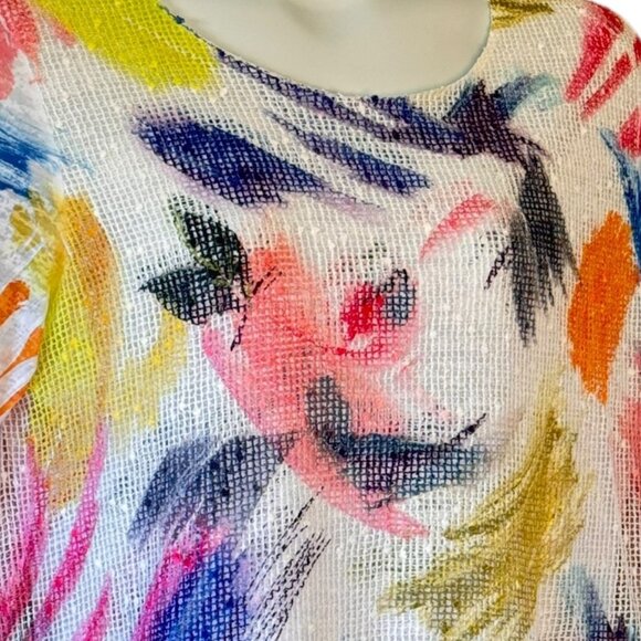 Jess & Jane Vernet Burnout with Boucle Mesh Overlay Contrast Tunic Women's XL - Picture 4 of 7